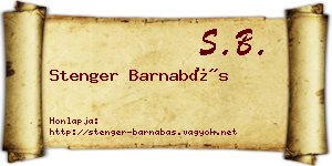 Stenger Barnabás névjegykártya
